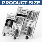 Custom Photo Love Shines Brightly Through Our Memories - Memorial Personalized Custom Square Shaped Stone With Stand - Sympathy Gift For Family Members
