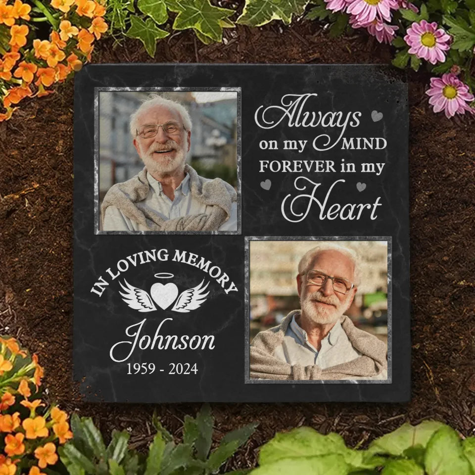 Custom Photo In Loving Memory - Memorial Personalized Custom Square Shaped Memorial Stone - Sympathy Gift For Family Members