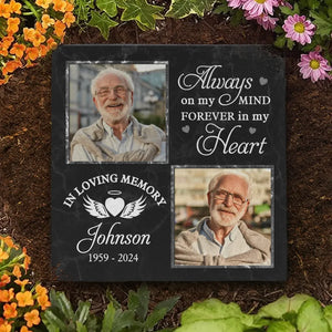 Custom Photo In Loving Memory - Memorial Personalized Custom Square Shaped Memorial Stone - Sympathy Gift For Family Members