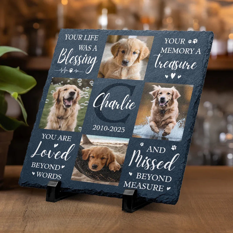 Custom Photo Sweet Reminders Of The Moments We Shared - Memorial Personalized Custom Square Shaped Stone With Stand - Sympathy Gift For Pet Owners, Pet Lovers