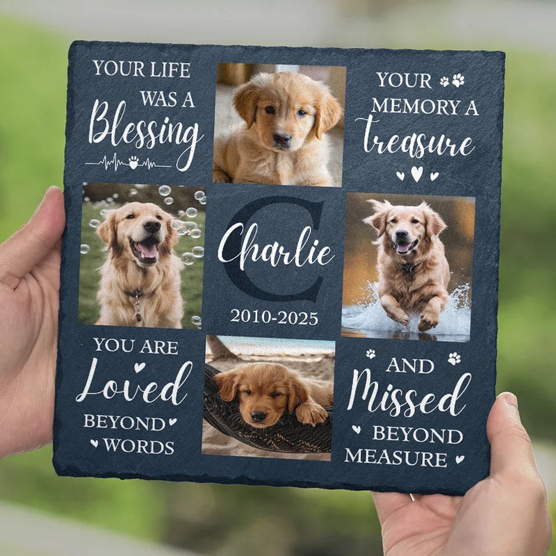 Custom Photo Sweet Reminders Of The Moments We Shared - Memorial Personalized Custom Square Shaped Stone With Stand - Sympathy Gift For Pet Owners, Pet Lovers