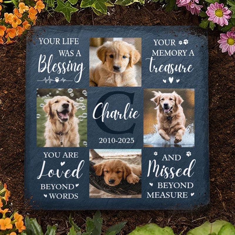 Custom Photo Sweet Reminders Of The Moments We Shared - Memorial Personalized Custom Square Shaped Stone With Stand - Sympathy Gift For Pet Owners, Pet Lovers
