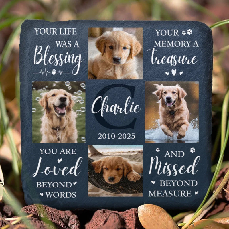 Custom Photo Sweet Reminders Of The Moments We Shared - Memorial Personalized Custom Square Shaped Stone With Stand - Sympathy Gift For Pet Owners, Pet Lovers