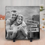 Custom Photo We Create A Beautiful Story - Couple Personalized Custom Square Shaped Stone With Stand - Gift For Husband Wife, Anniversary