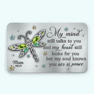 Mon esprit te parle toujours - Carte portefeuille personnalisée en aluminium commémorative - Cadeau de condoléances pour les membres de la famille