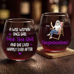 Say Goodbye To Alarms And Hello To Relaxation - Personalized Custom Wine Glass - Appreciation, Retirement Gift For Coworkers, Work Friends, Colleagues