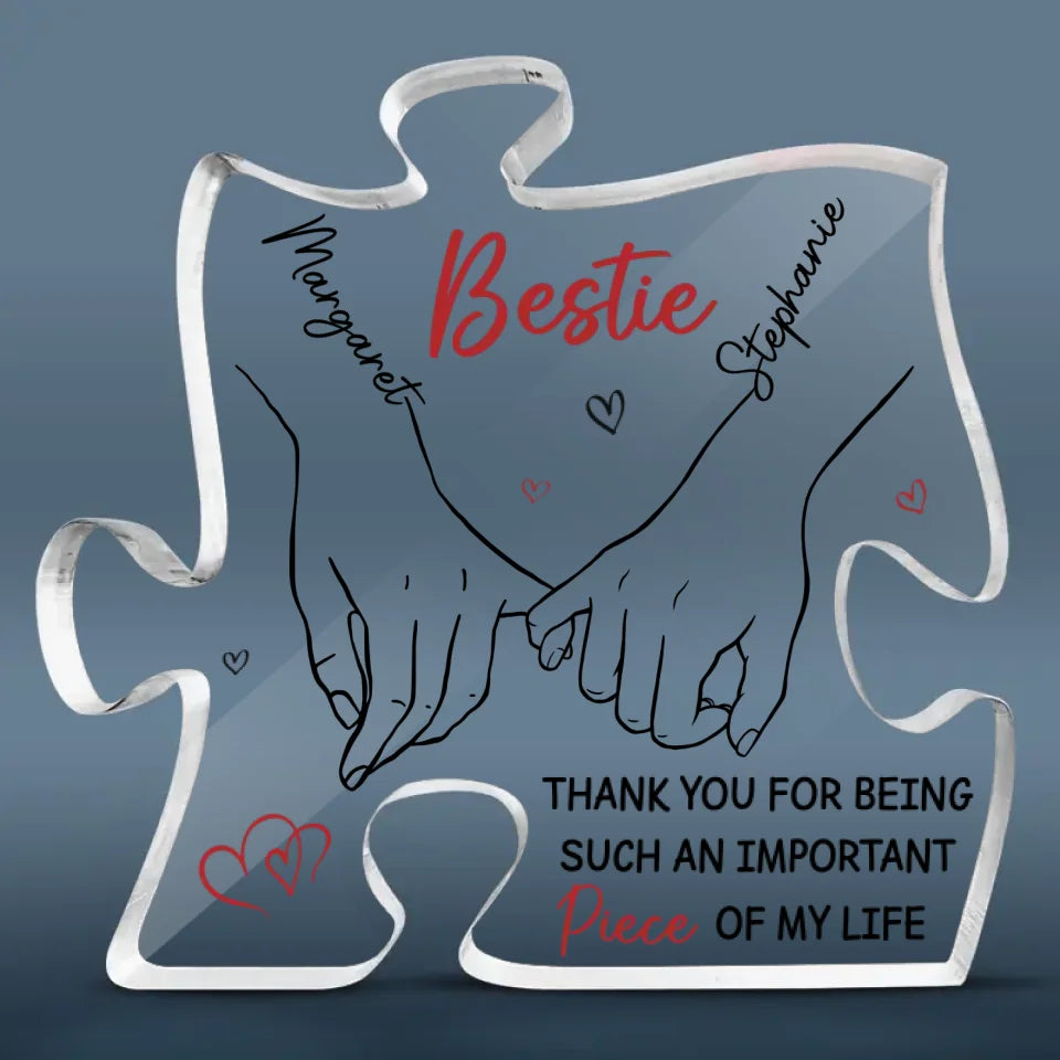 No One Could Ever Replace You - Bestie Personalized Custom Puzzle Shaped Acrylic Plaque - Gift For Best Friends, BFF, Sisters