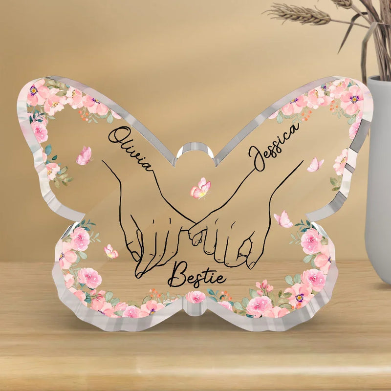 Best Friend Is Hard To Find - Bestie Personalized Custom Butterfly Shaped Acrylic Plaque - Gift For Best Friends, BFF, Sisters