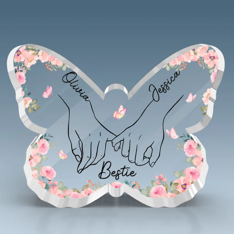 Best Friend Is Hard To Find - Bestie Personalized Custom Butterfly Shaped Acrylic Plaque - Gift For Best Friends, BFF, Sisters