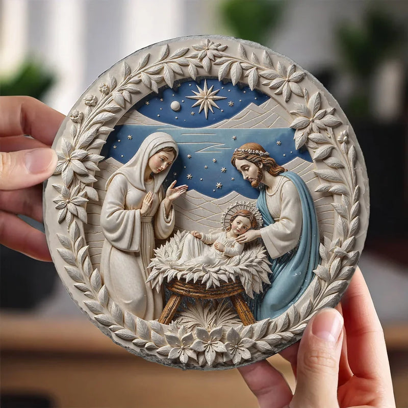A Touching Way To Honor Family And Their Beliefs - Family Personalized Custom 3D Effect Printed Round Shaped Stone With Stand - Gift For Family Members