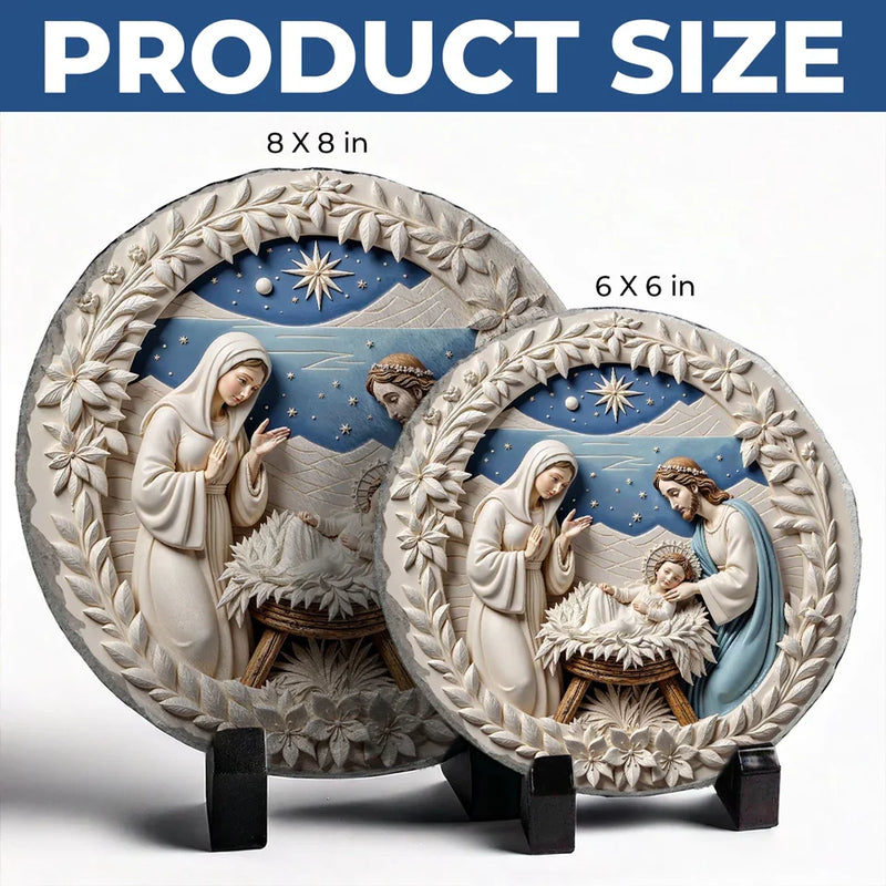 A Touching Way To Honor Family And Their Beliefs - Family Personalized Custom 3D Effect Printed Round Shaped Stone With Stand - Gift For Family Members