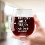 A Meaningful Keepsake To Celebrate Their New Journey - Personalized Custom Wine Glass - Appreciation, Retirement Gift For Coworkers, Work Friends, Colleagues