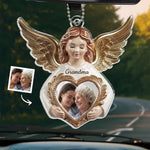 Custom Photo Love Never Departs, It Only Transforms - Memorial Personalized Custom Car Ornament - Acrylic Custom Shaped - Sympathy Gift For Family Members