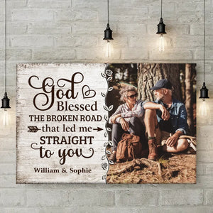 Photo personnalisée avec toi, je suis à la maison - Toile horizontale personnalisée pour couple - Cadeau pour mari et femme, anniversaire