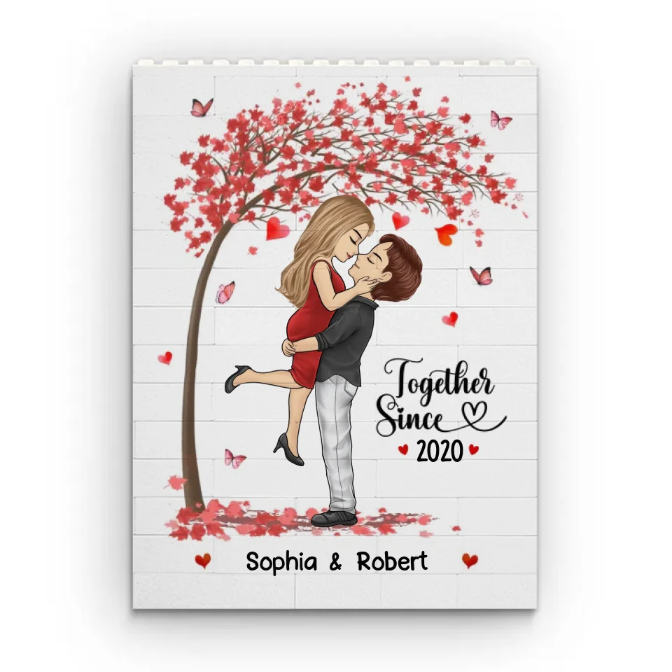 Forever Together - Couple Personalized Custom Vertical Rectangle Shaped Building Brick Blocks - Gift For Husband Wife, Anniversary