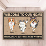 Owned By Us, Rented By Humans - Dog & Cat Personalized Custom Home Decor Decorative Mat - House Warming Gift For Pet Owners, Pet Lovers