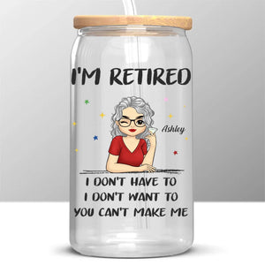 Retraité, mais toujours inspiré - Tasse en verre personnalisée, tasse à café glacé - Appréciation, cadeau de retraite pour collègues, amis de travail, collègues, membres de la famille