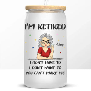 Retraité, mais toujours inspiré - Tasse en verre personnalisée, tasse à café glacé - Appréciation, cadeau de retraite pour collègues, amis de travail, collègues, membres de la famille