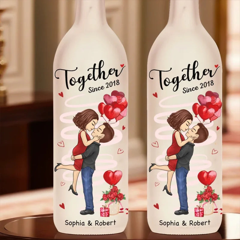 With You, Together Feels Like Home - Couple Personalized Custom Bottle Lamp - Gift For Husband Wife, Anniversary