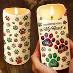 A Heartbeat At My Feet - Memorial Personalized Custom LED Candle - Sympathy Gift For Pet Owners, Pet Lovers