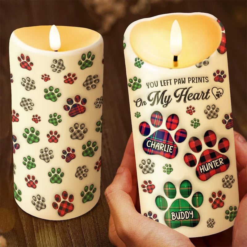 A Heartbeat At My Feet - Memorial Personalized Custom LED Candle - Sympathy Gift For Pet Owners, Pet Lovers