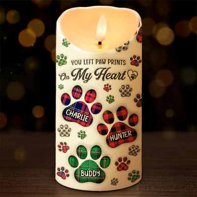 A Heartbeat At My Feet - Memorial Personalized Custom LED Candle - Sympathy Gift For Pet Owners, Pet Lovers