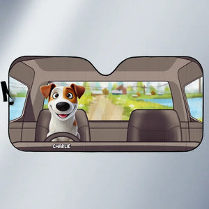 Emmenez-moi partout où vous allez - Pare-soleil personnalisé pour pare-brise de voiture, protection de fenêtre de voiture - Cadeau pour les propriétaires d'animaux et les amoureux des animaux