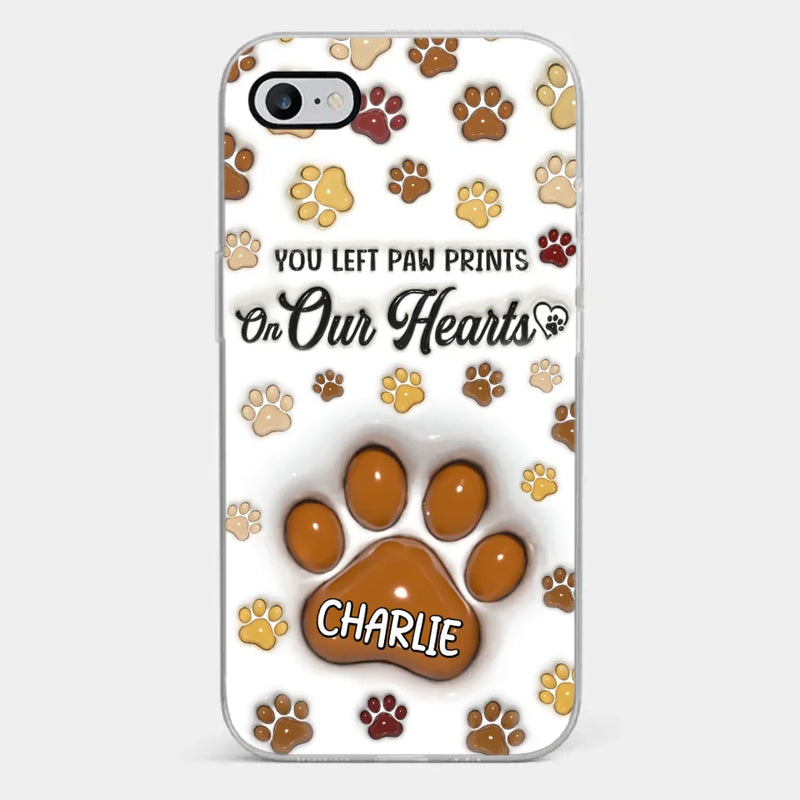 Your Paw Prints Remain On Our Soul - Memorial Personalized Custom 3D Inflated Effect Printed Clear Phone Case - Sympathy Gift For Pet Owners, Pet Lovers