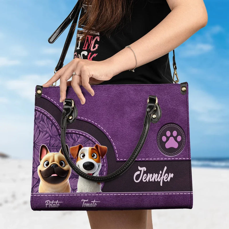 My Pet, My Heart - Dog Personalized Custom Leather Handbag - Gift For Pet Owners, Pet Lovers