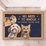 Custom Photo We Know You're Here - Dog & Cat Personalized Custom Home Decor Decorative Mat - House Warming Gift For Pet Owners, Pet Lovers