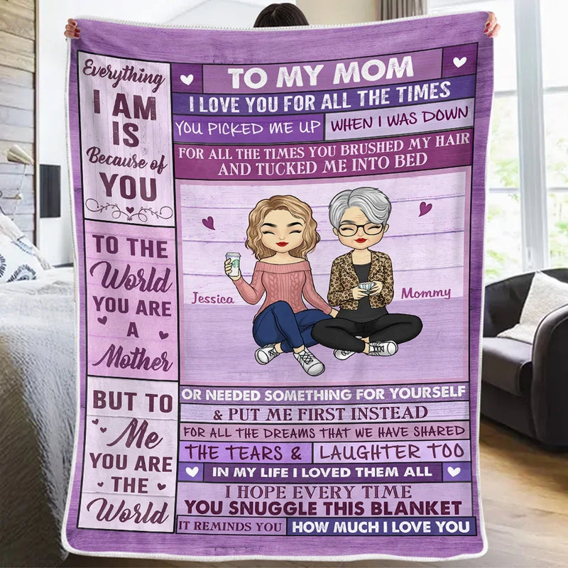 To Me, You're The World - Family Personalized Custom Blanket - Mother's Day, Gift For Mom, Grandma