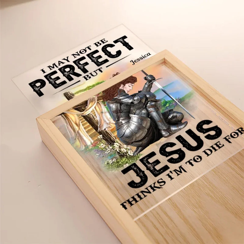All For Jesus Even I May Not Be Perfect - Family Personalized Custom Frame Light Box - Gift For Yourself, Best Friends, Siblings, Family Members