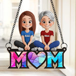 Where Mom Sits, Love Gathers - Family Personalized Window Hanging Suncatcher Ornament - Gift For Mom, Grandma