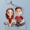 Love Is Our Heartbeat - Couple Personalized Custom Shaped Acrylic Keychain - Gift For Husband Wife, Anniversary