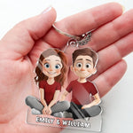 Love Is Our Heartbeat - Couple Personalized Custom Shaped Acrylic Keychain - Gift For Husband Wife, Anniversary