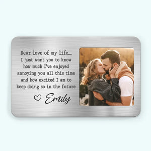 Photo personnalisée Chaque histoire d'amour est belle, mais la nôtre est ma préférée - Carte portefeuille en aluminium personnalisée pour couple - Cadeau pour mari et femme, anniversaire