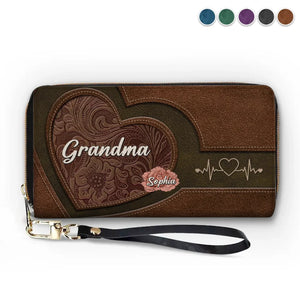 Ses câlins arrangent tout - Portefeuille long en cuir personnalisé pour la famille - Cadeau pour maman, grand-mère
