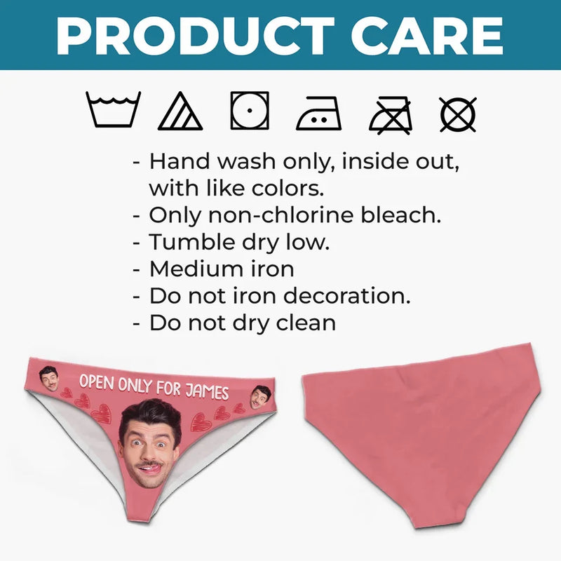 Custom Photo Open Only For - Couple Personalized Women Briefs - Gift For Husband Wife, Anniversary