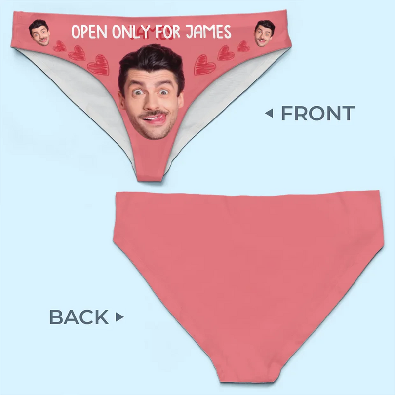 Custom Photo Open Only For - Couple Personalized Women Briefs - Gift For Husband Wife, Anniversary