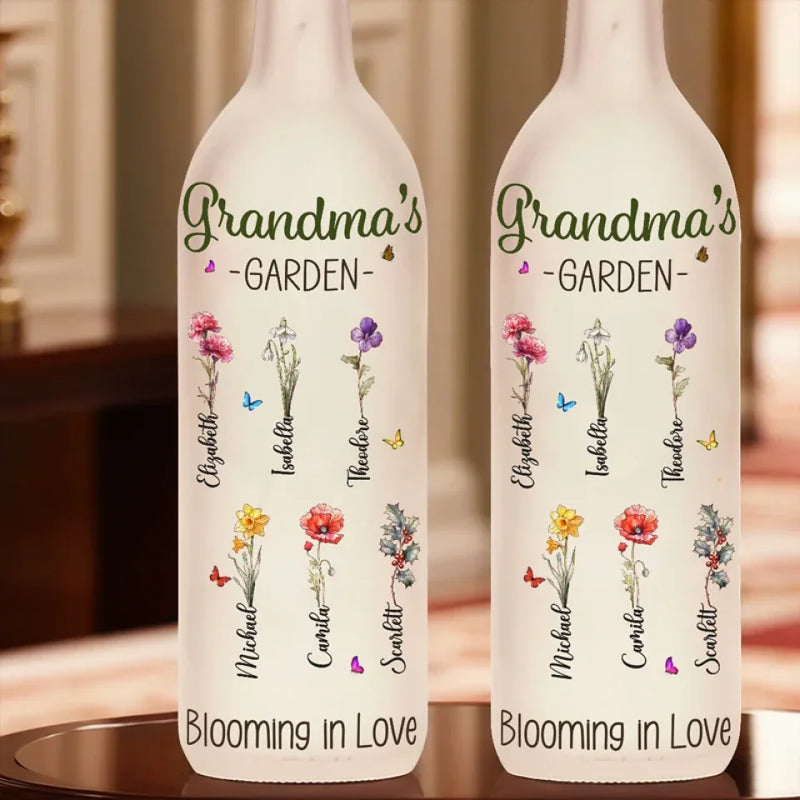 Grandma Plants Wisdom, Mom Nurtures Love And We Bloom - Family Personalized Custom Bottle Lamp - Gift For Mom, Grandma