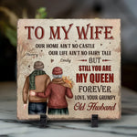 Our Home May Be Small, But Our Love Makes It Grand - Couple Personalized Custom Square Shaped Stone With Stand - Gift For Husband Wife, Anniversary