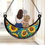 Love You To The Moon And Back - Family Personalized Window Hanging Suncatcher Ornament - Gift For Mom