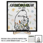 Grandma Bear Hugs Are The Cure For Everything - Family Personalized Custom 2-Layered Wooden Plaque With Stand - Gift For Mom, Grandma