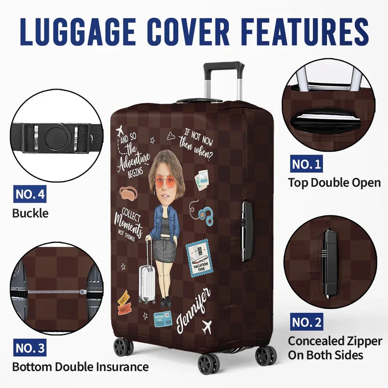 Custom Photo Take Only Memories, Leave Only Footprints - Travel Personalized Custom Luggage Cover - Summer Vacation Gift, Gift For Adventure Travel Lovers
