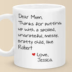 Dear Mom, You’re My Favorite Unpaid Therapist - Family Personalized Custom Mug - Gift For Mom