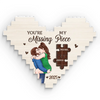 You're My Missing Piece  - Couple Personalized Custom Heart Shaped Building Brick Blocks - Gift For Husband Wife, Anniversary