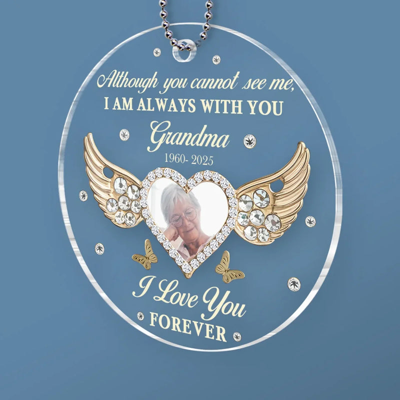 Custom Photo I Love You Forever - Memorial Personalized Custom Car Ornament - Acrylic Custom Shaped - Sympathy Gift For Family Members