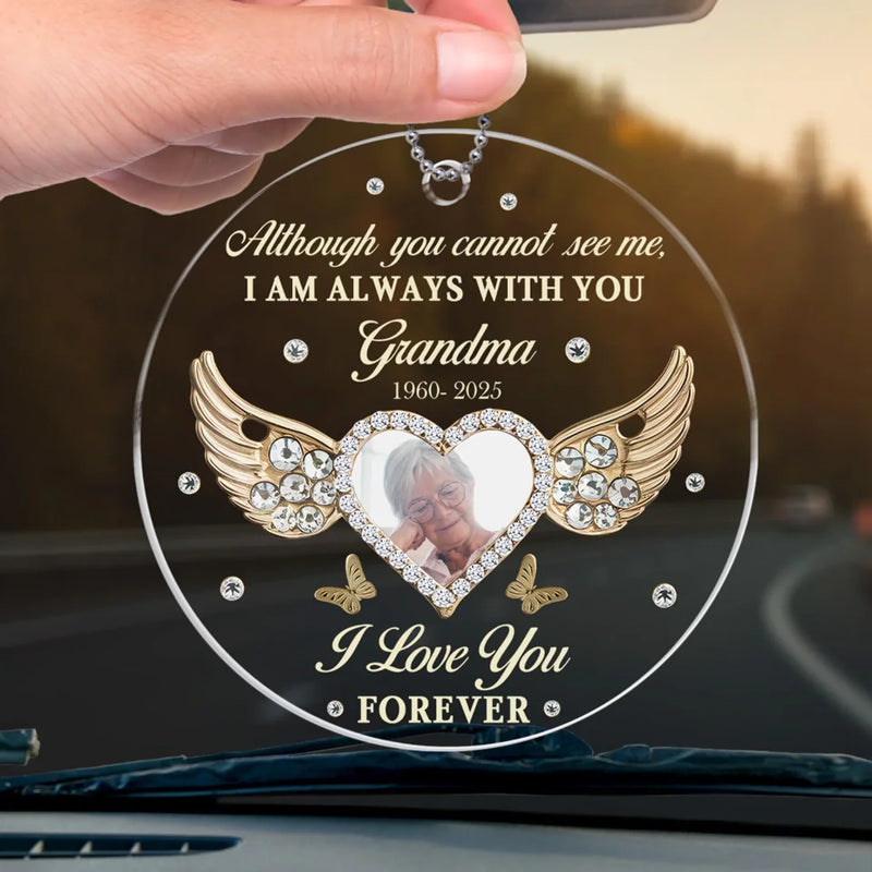 Custom Photo I Love You Forever - Memorial Personalized Custom Car Ornament - Acrylic Custom Shaped - Sympathy Gift For Family Members