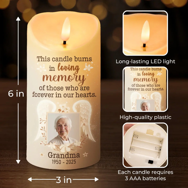 Custom Photo This Candle Shines In Cherished Memory - Memorial Personalized Custom LED Candle - Sympathy Gift For Family Members