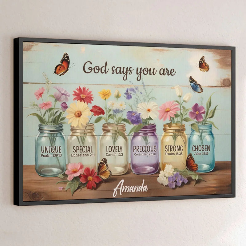God Says You Are - Family Personalized Custom Horizontal Poster - Gift For Yourself, Best Friends, Siblings, Family Members